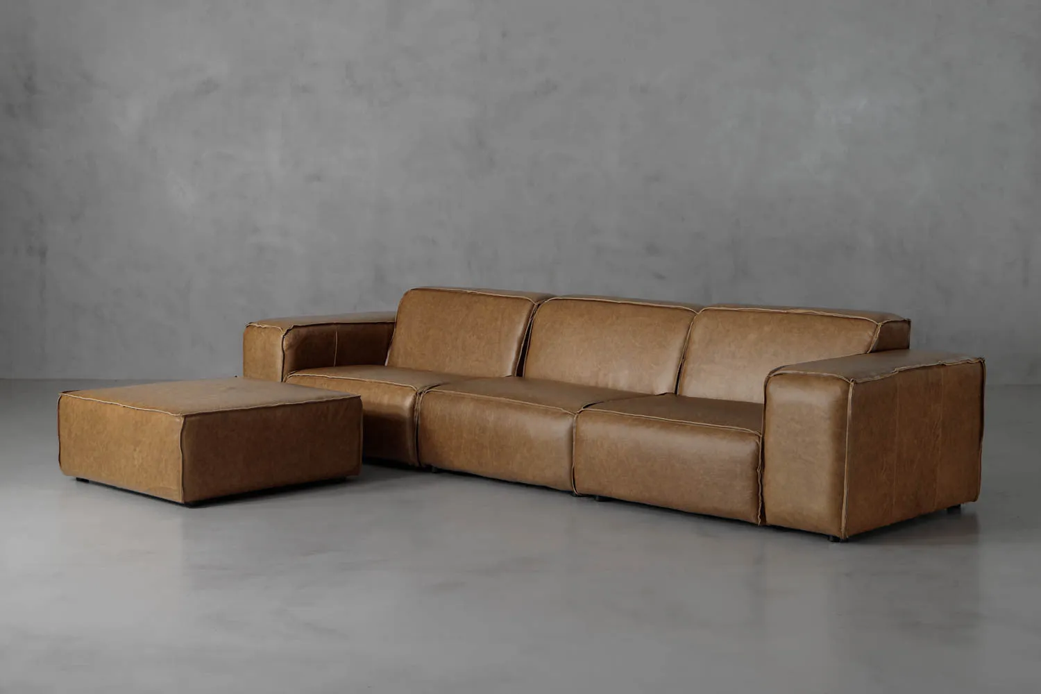 Modular Faraai Leather Square Daybed