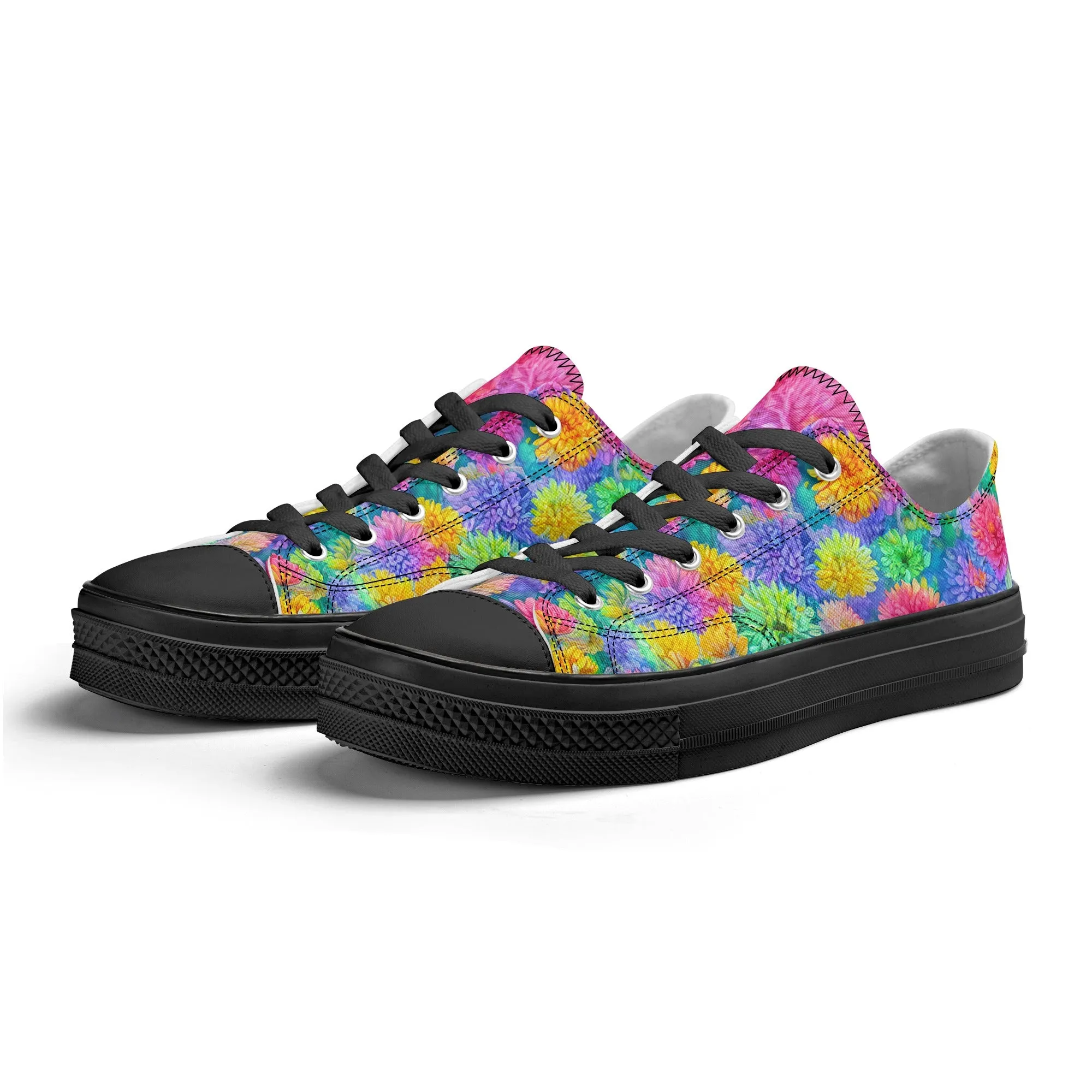 Flowers Mens Low Top Shoes, Garden Classic Canvas Converse Sneakers.