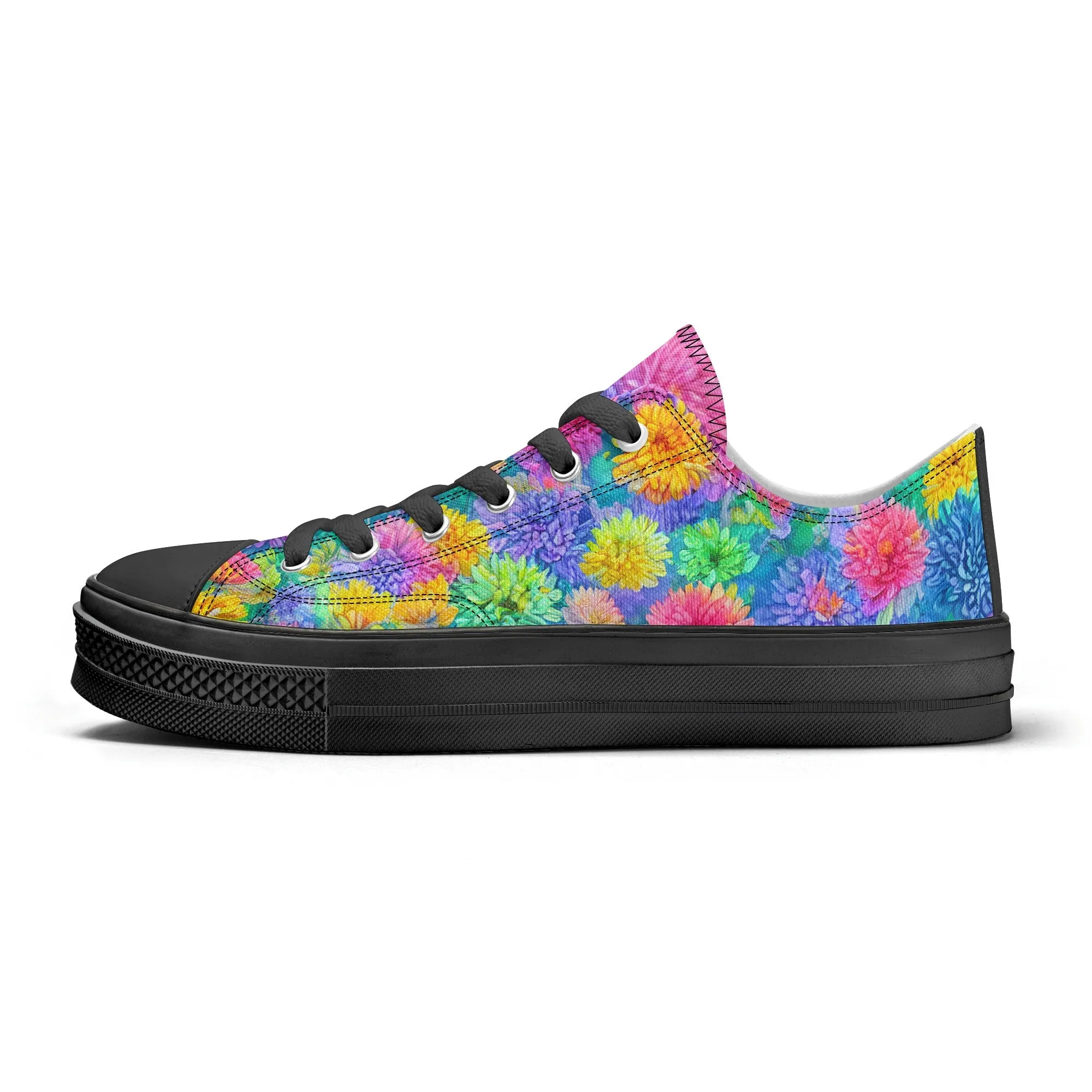 Flowers Mens Low Top Shoes, Garden Classic Canvas Converse Sneakers.