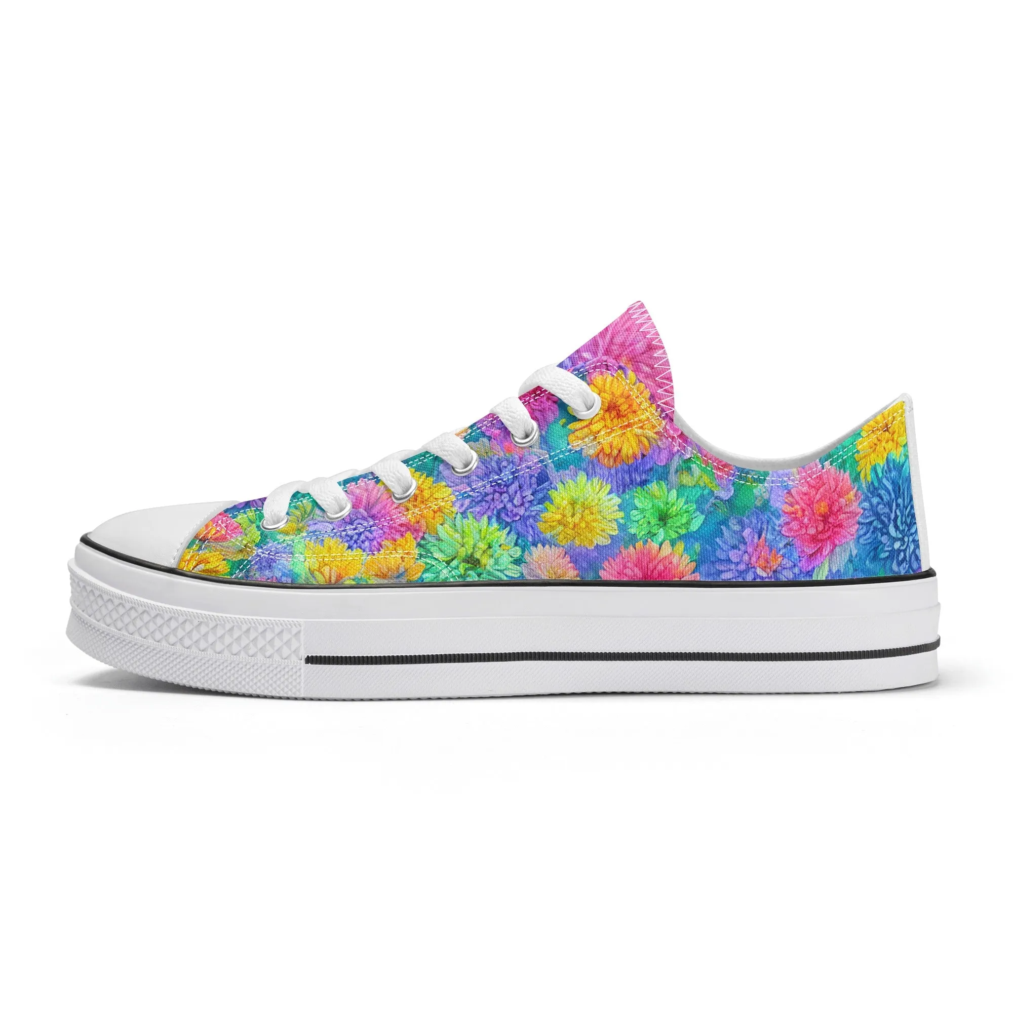 Flowers Mens Low Top Shoes, Garden Classic Canvas Converse Sneakers.