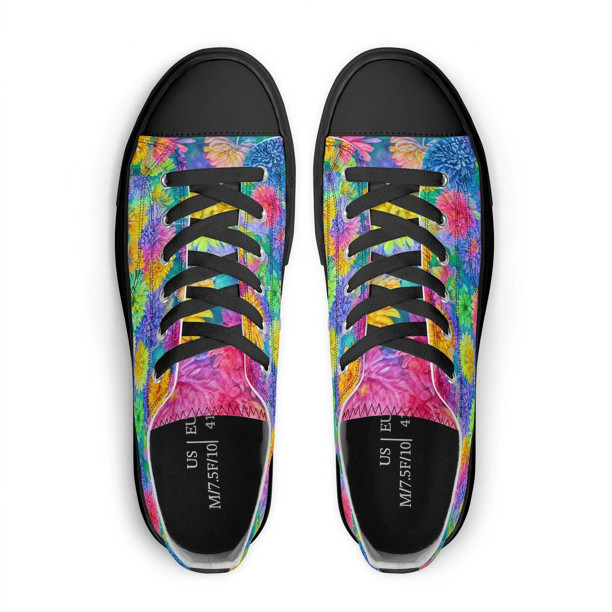 Flowers Mens Low Top Shoes, Garden Classic Canvas Converse Sneakers.