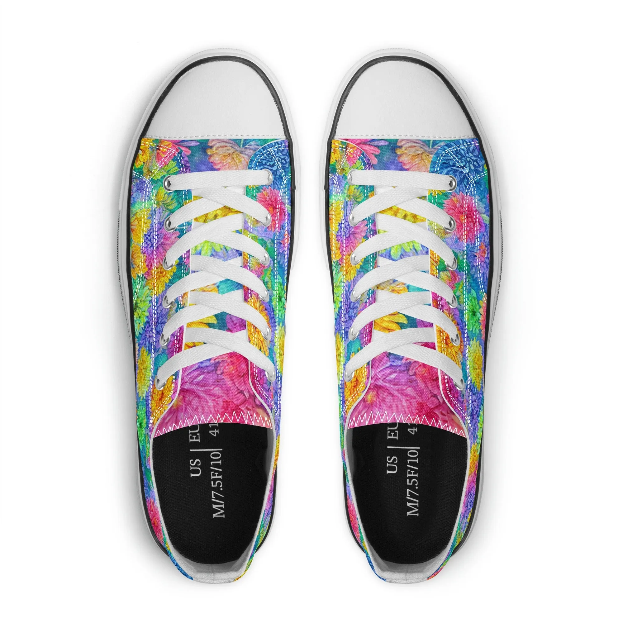 Flowers Mens Low Top Shoes, Garden Classic Canvas Converse Sneakers.