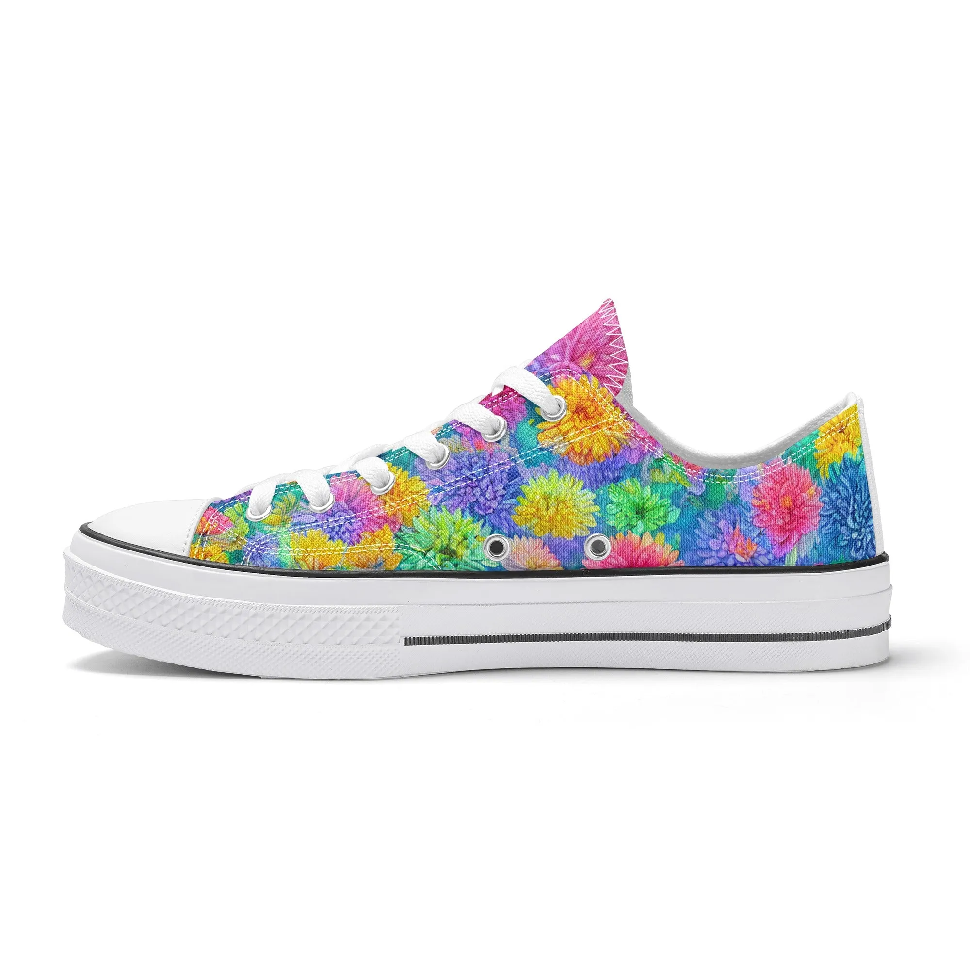 Flowers Mens Low Top Shoes, Garden Classic Canvas Converse Sneakers.