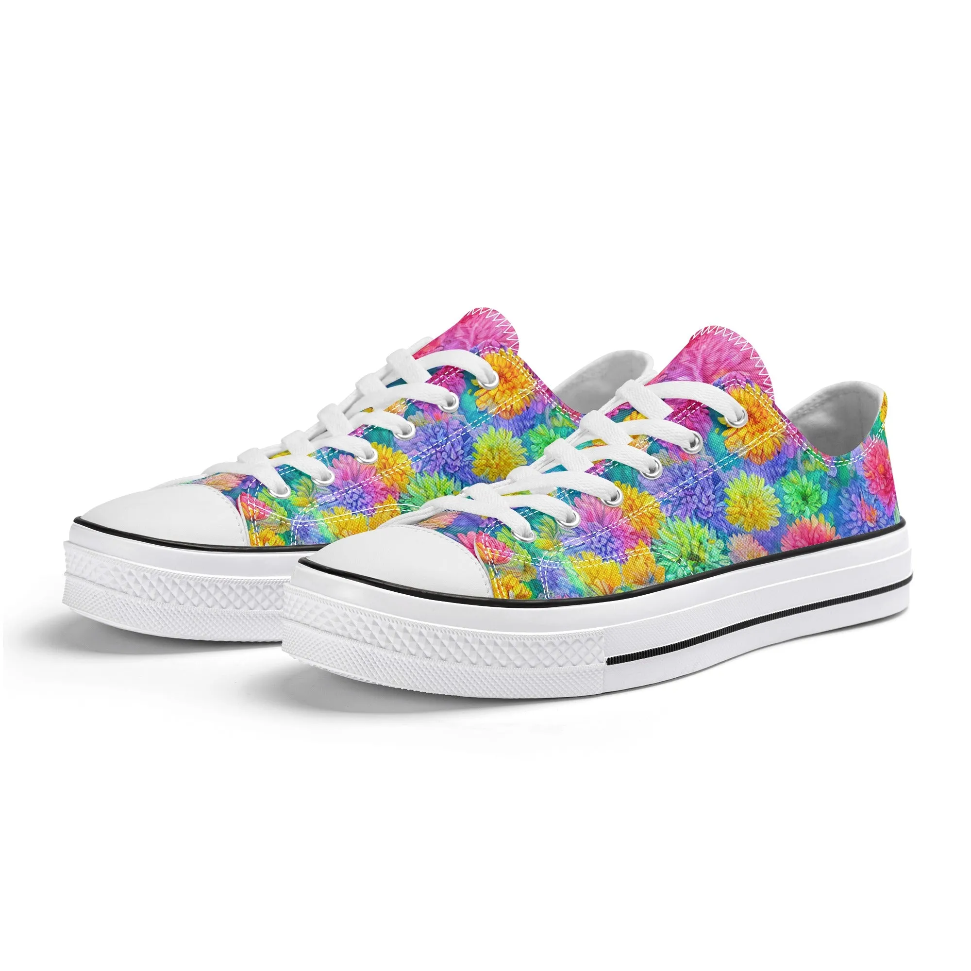 Flowers Mens Low Top Shoes, Garden Classic Canvas Converse Sneakers.