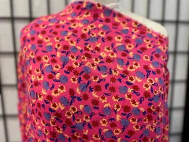 Fun & Colorful Floral Rayon Crepe - Fuchsia Pink / Purple / Red / Orange / Blue