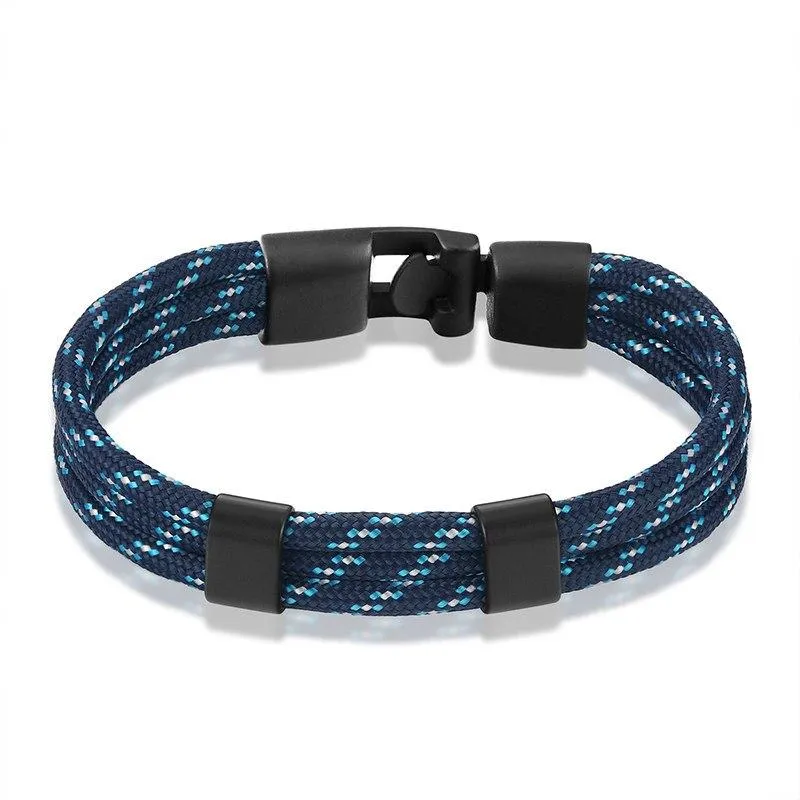 Gianluigi Nautical Rope Bracelet With Matte Black Buckle