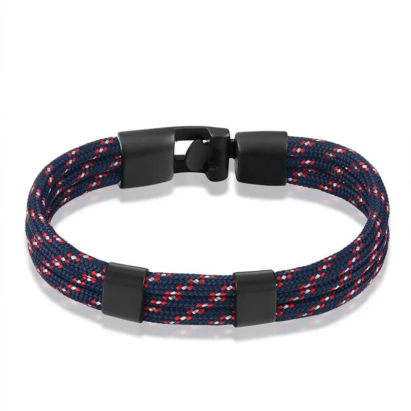 Gianluigi Nautical Rope Bracelet With Matte Black Buckle