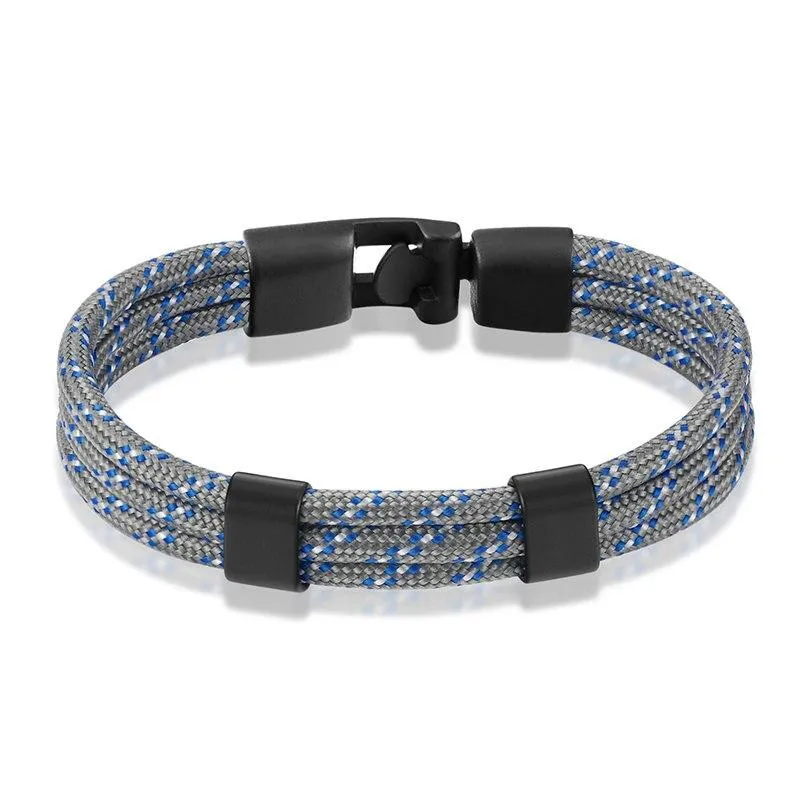 Gianluigi Nautical Rope Bracelet With Matte Black Buckle