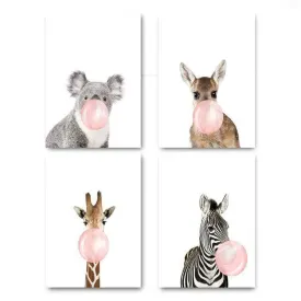 Giraffe Zebra Animal Poster