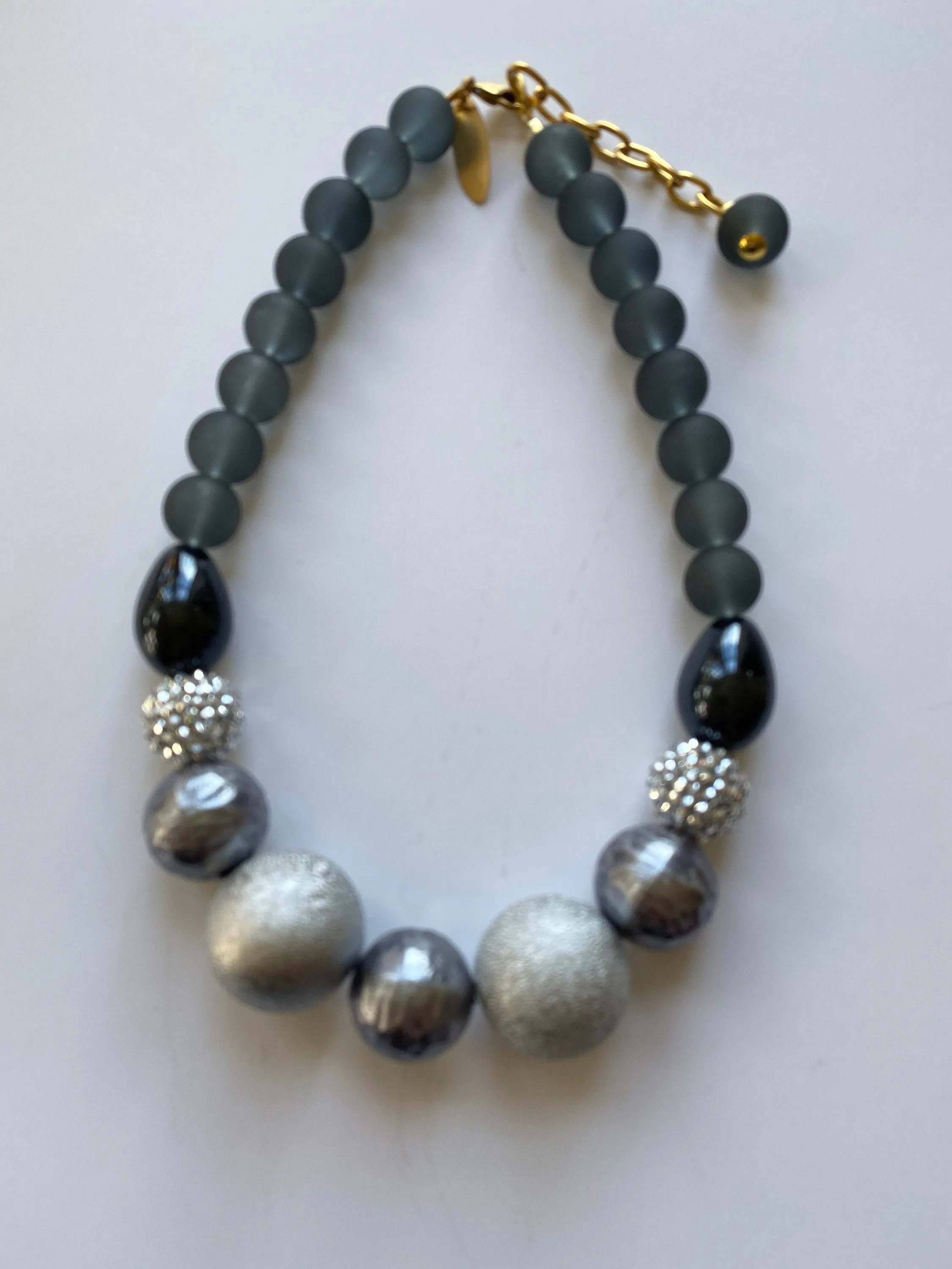 Gray and Black Queen Mum Choker Statement Necklace