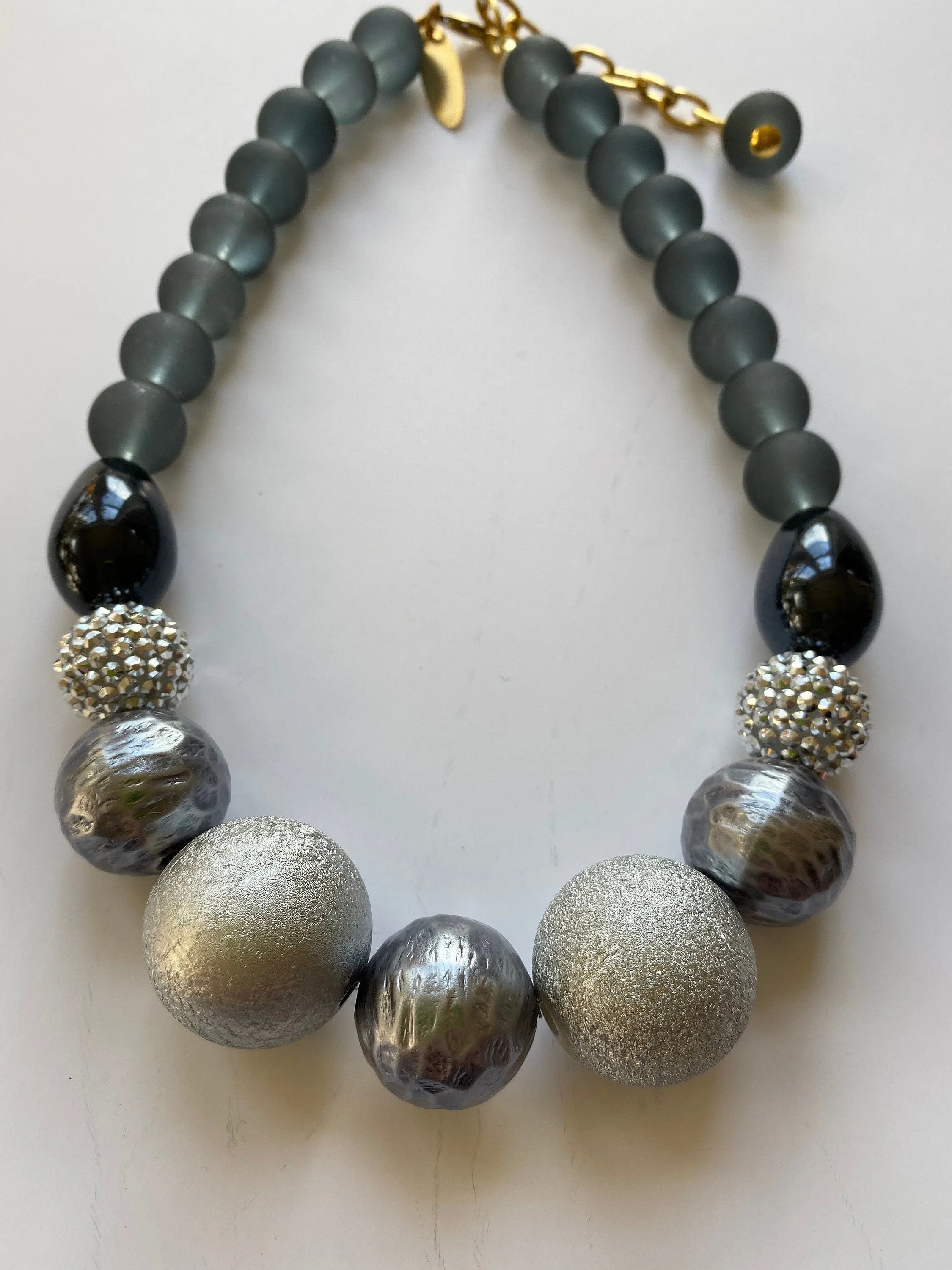 Gray and Black Queen Mum Choker Statement Necklace