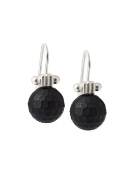 Handmade Matte Black Onyx Crystal Column Top Earring