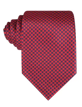 Houndstooth Tie - Red & Navy