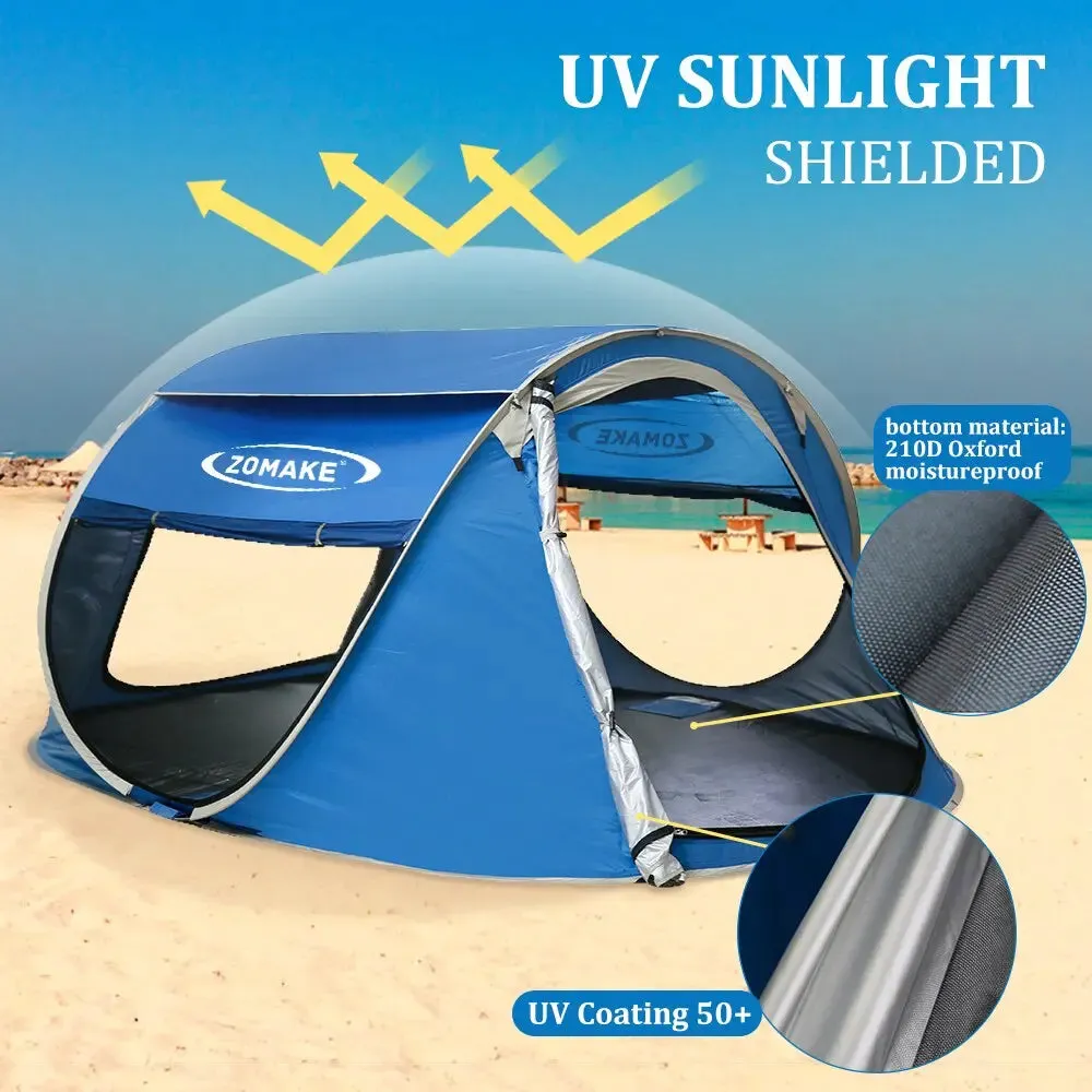 Instant Pop Up Beach Tent - Large Automatic Lightweight Camping Tent for 3 People - Waterproof and Foldable