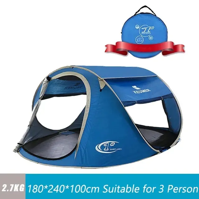 Instant Pop Up Beach Tent - Large Automatic Lightweight Camping Tent for 3 People - Waterproof and Foldable