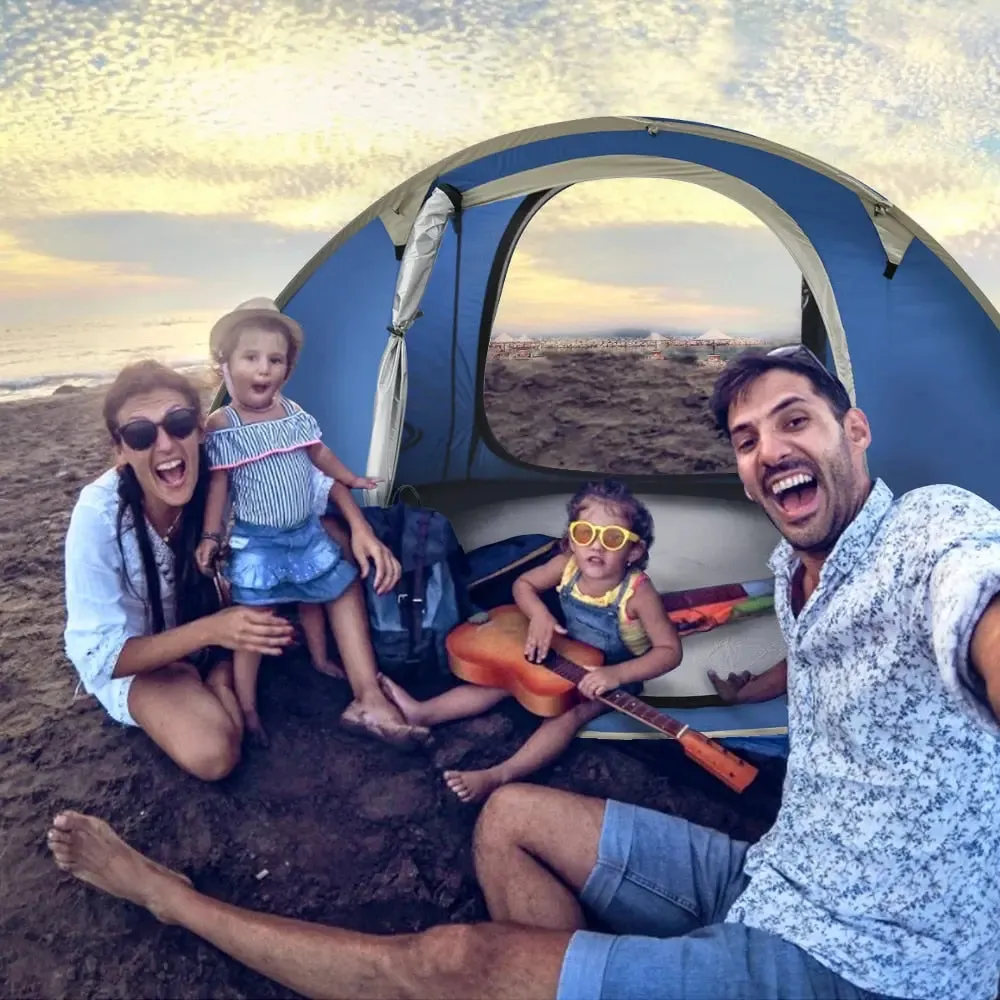 Instant Pop Up Beach Tent - Large Automatic Lightweight Camping Tent for 3 People - Waterproof and Foldable