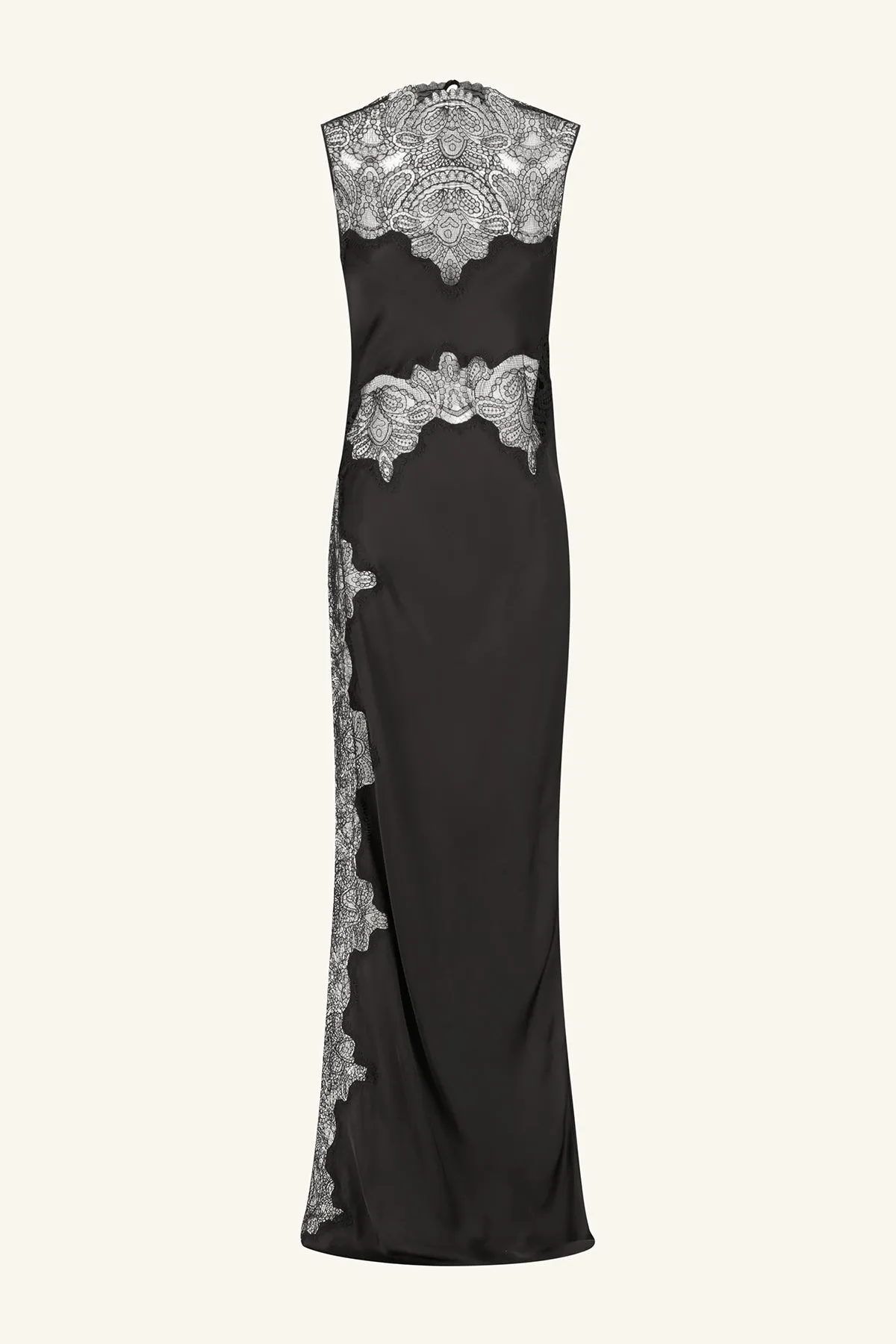 JAMILA LACE HIGH NECK MAXI DRESS - BLACK