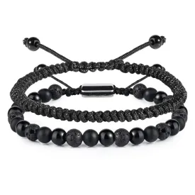 JSJOY Black Beaded Bracelets for Men Boys Bracelet