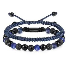 JSJOY Black Beaded Bracelets for Men Boys Bracelet