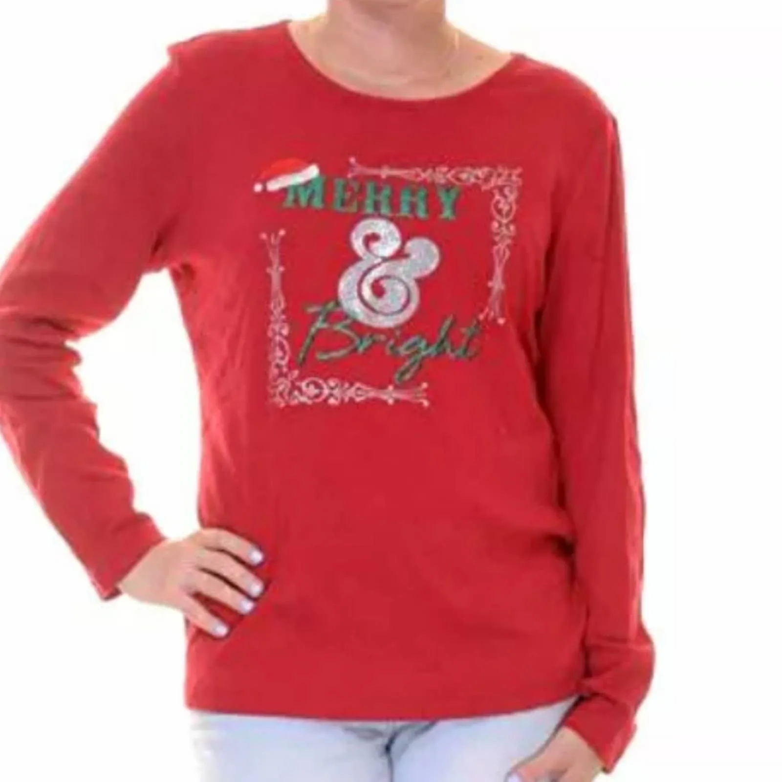 Karen Scott All Cotton Christmas Shirt Small