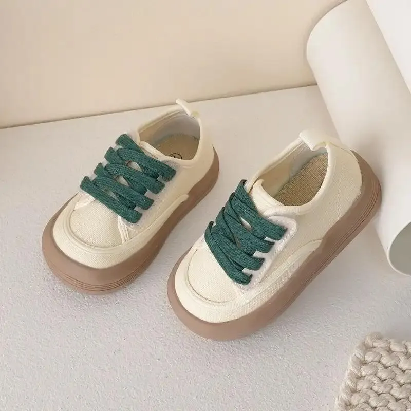 Kids Vintage Style Canvas Sneakers with Chunky Gum Sole