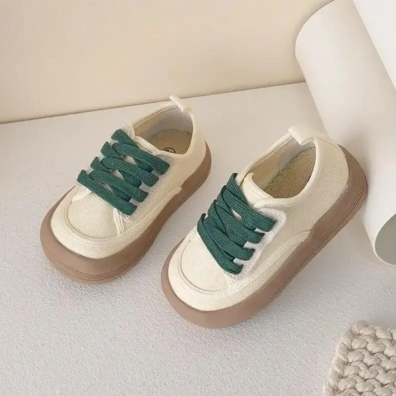 Kids Vintage Style Canvas Sneakers with Chunky Gum Sole