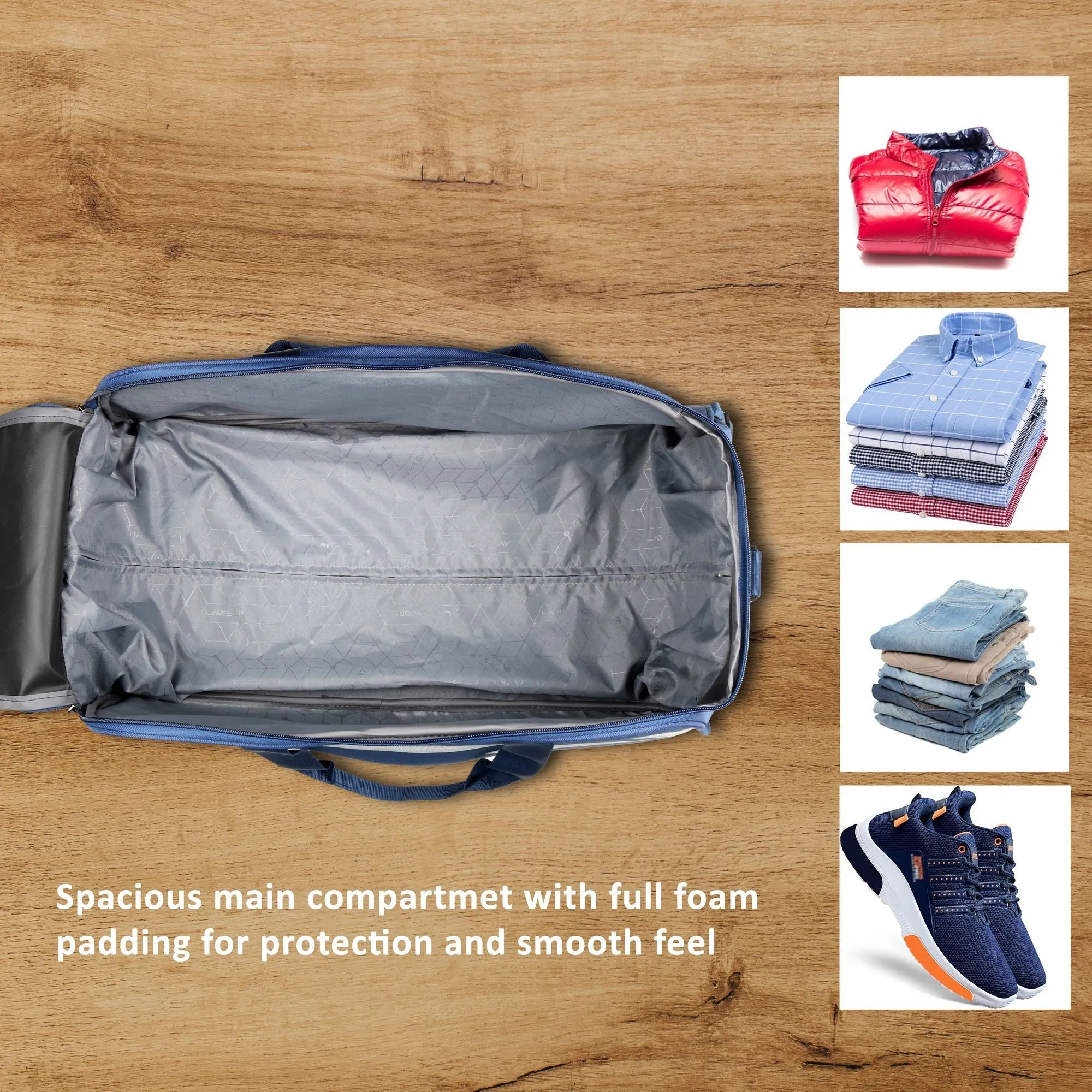 Lavie Sport Lino M Cabin Size 53 Cms Wheel Duffle Bag | 2 Wheel Duffle Bag Navy