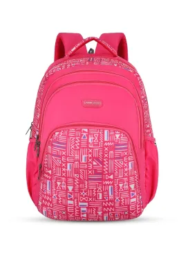 Lavie Sport Tribe 39L Printed School Backpack with Rain cover for Girls Magenta