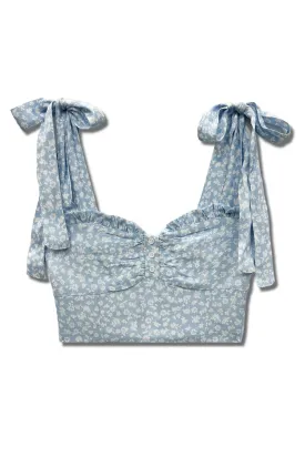 Light Blue Ditsy Floral Mason Top