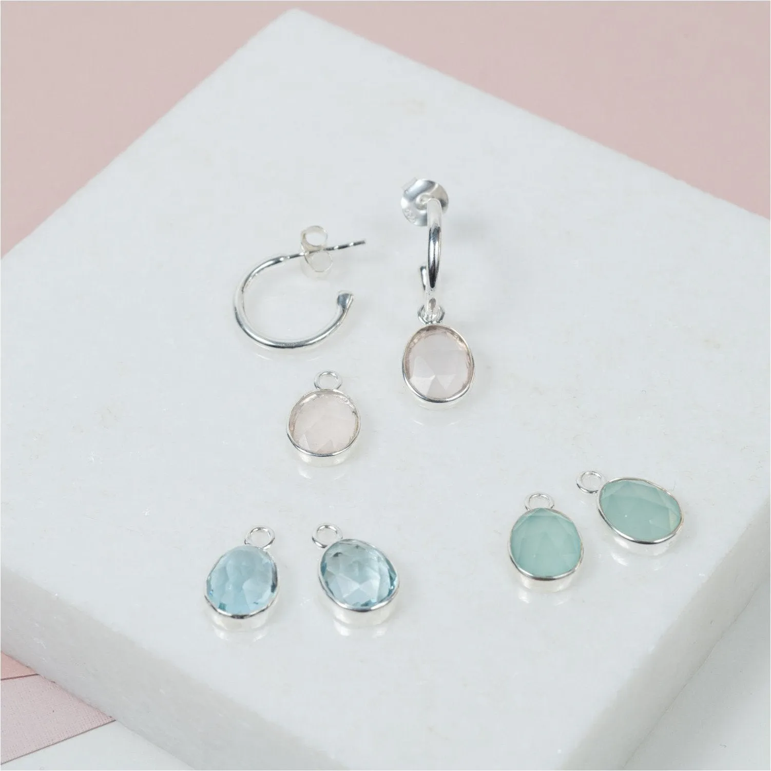 Manhattan Silver & Blue Topaz Interchangeable Gemstone Drops