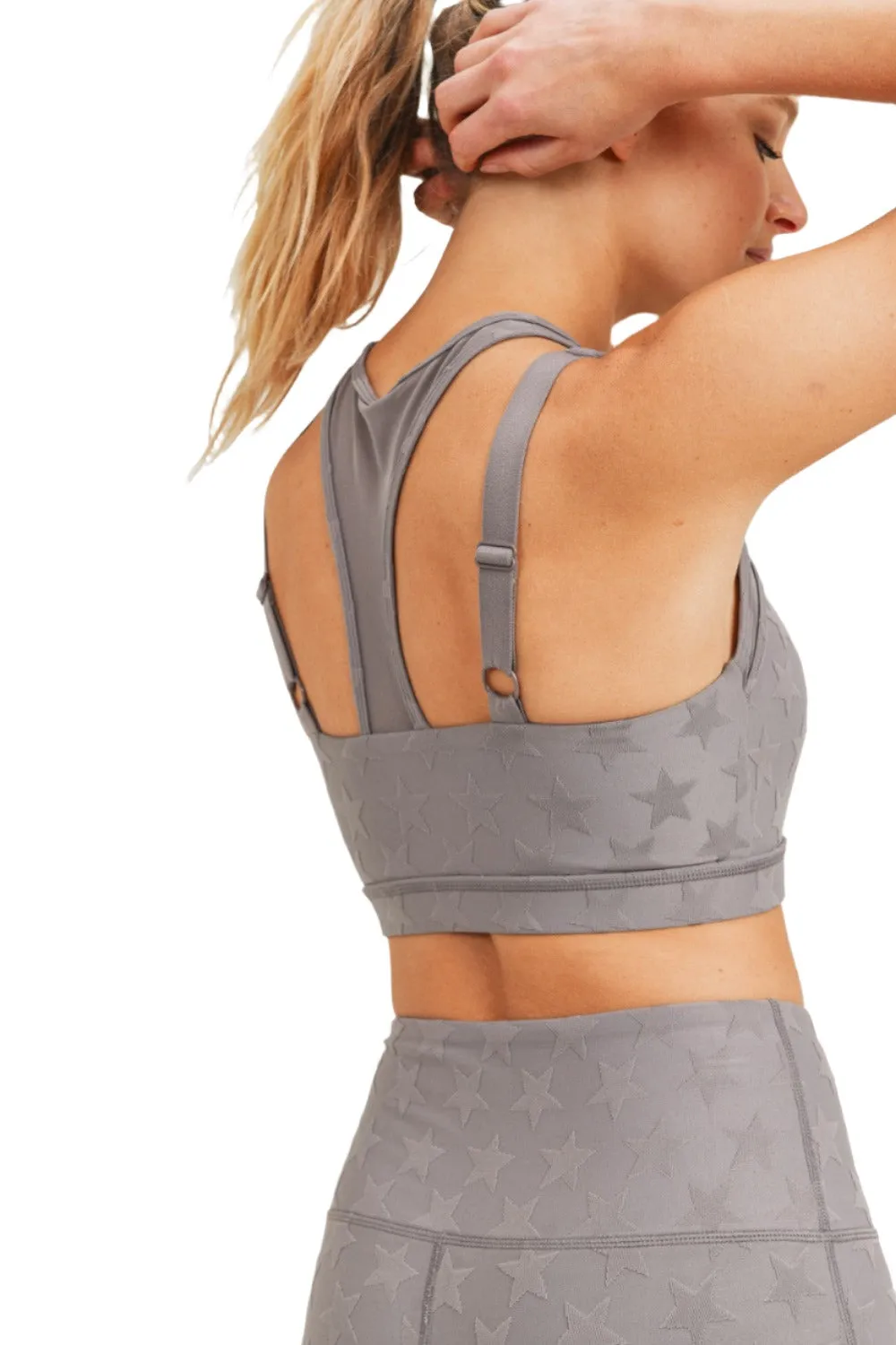 Mono B Textured Star Jacquard TACTEL® Sports Bra AT8075