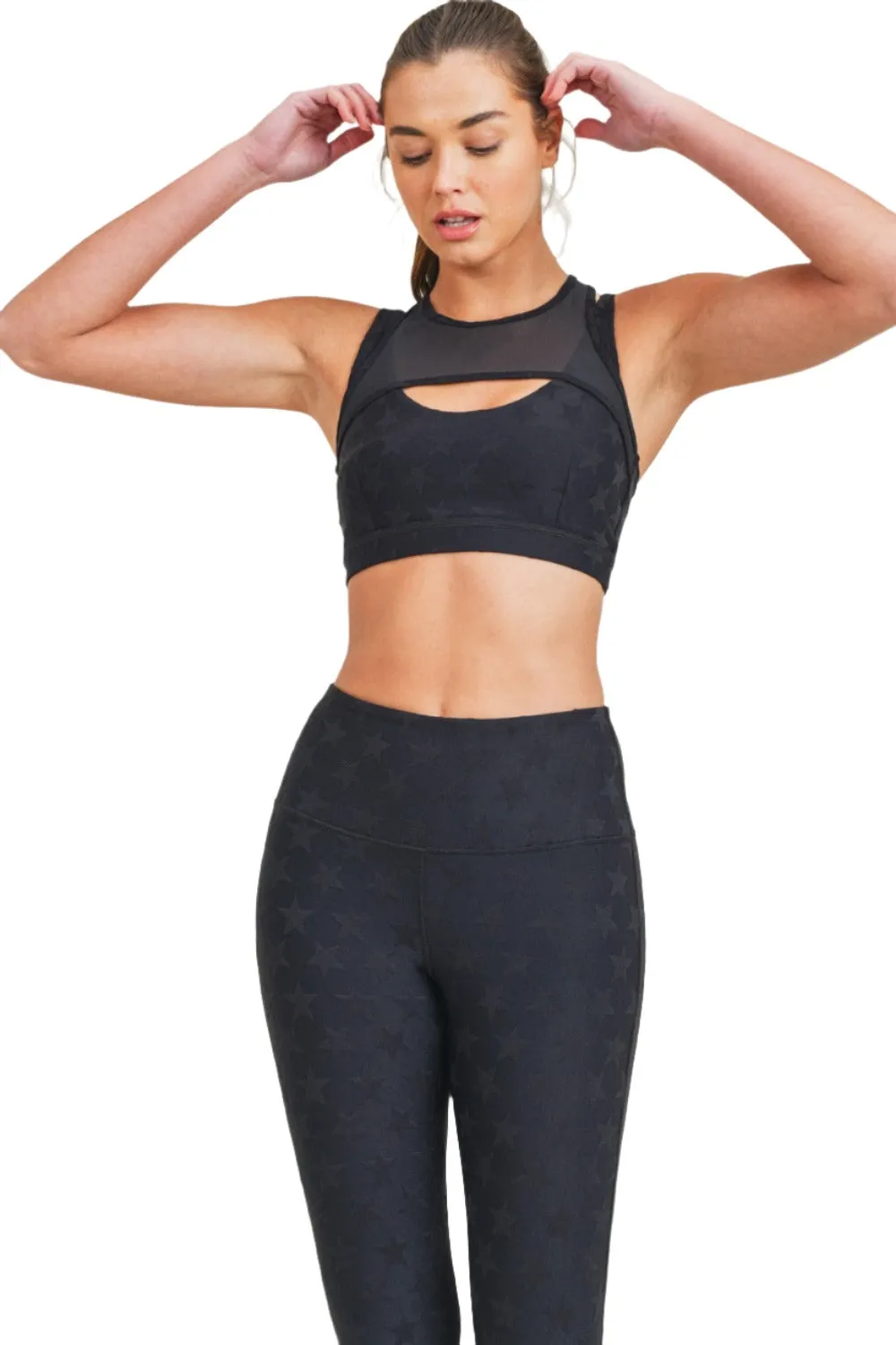 Mono B Textured Star Jacquard TACTEL® Sports Bra AT8075