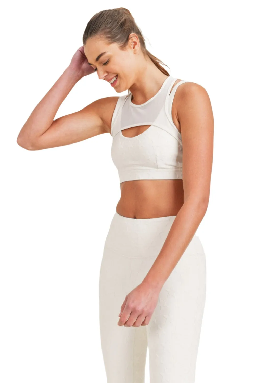 Mono B Textured Star Jacquard TACTEL® Sports Bra AT8075