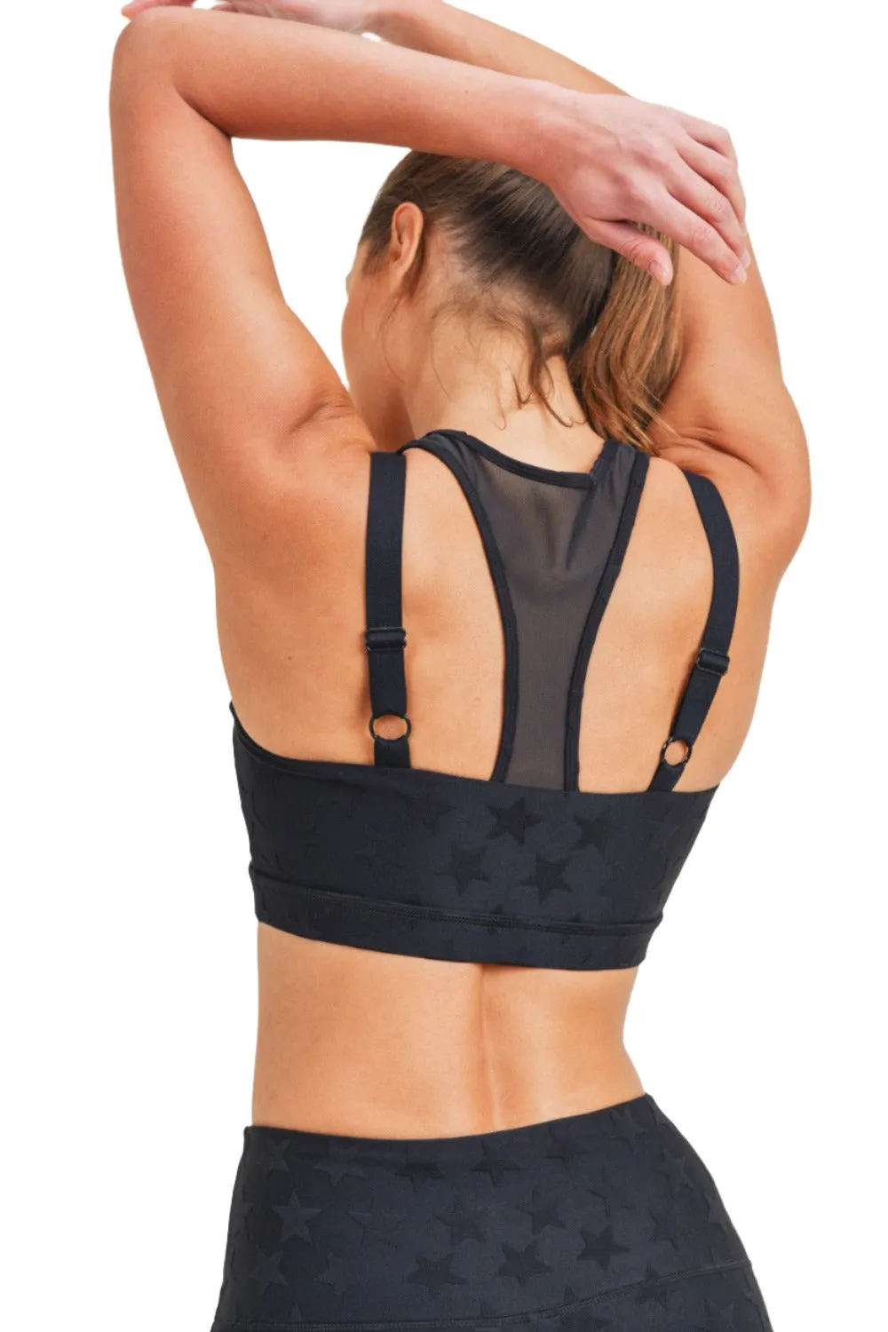 Mono B Textured Star Jacquard TACTEL® Sports Bra AT8075