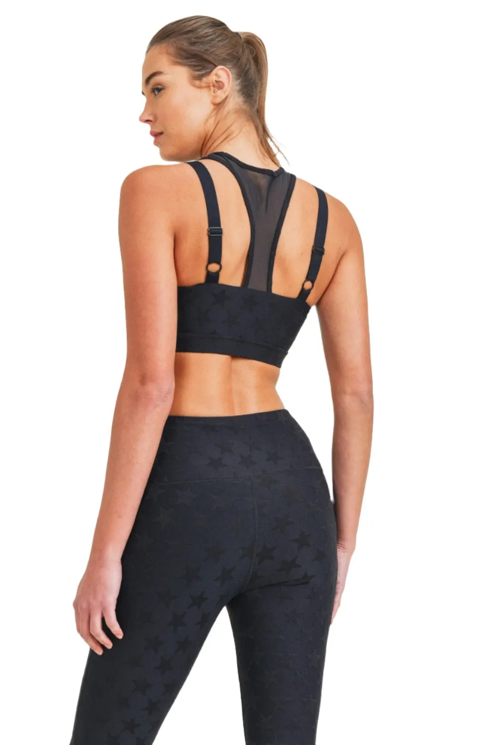 Mono B Textured Star Jacquard TACTEL® Sports Bra AT8075