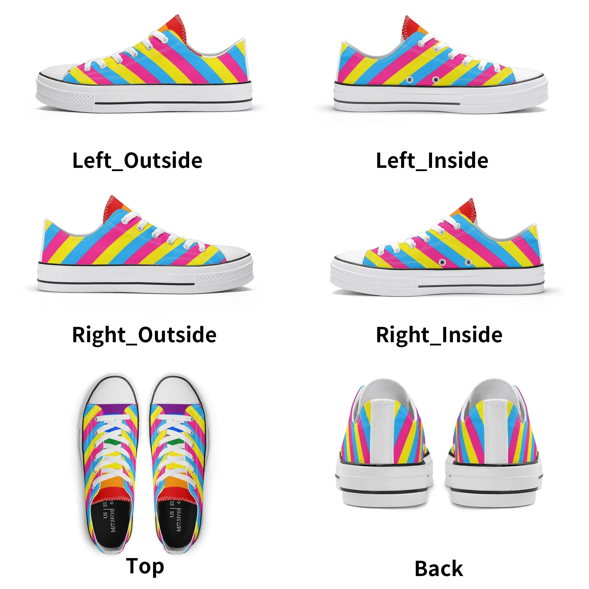 Pansexual Pride Collection - Womens Classic Low Top Canvas Shoes for the LGBTQIA  community