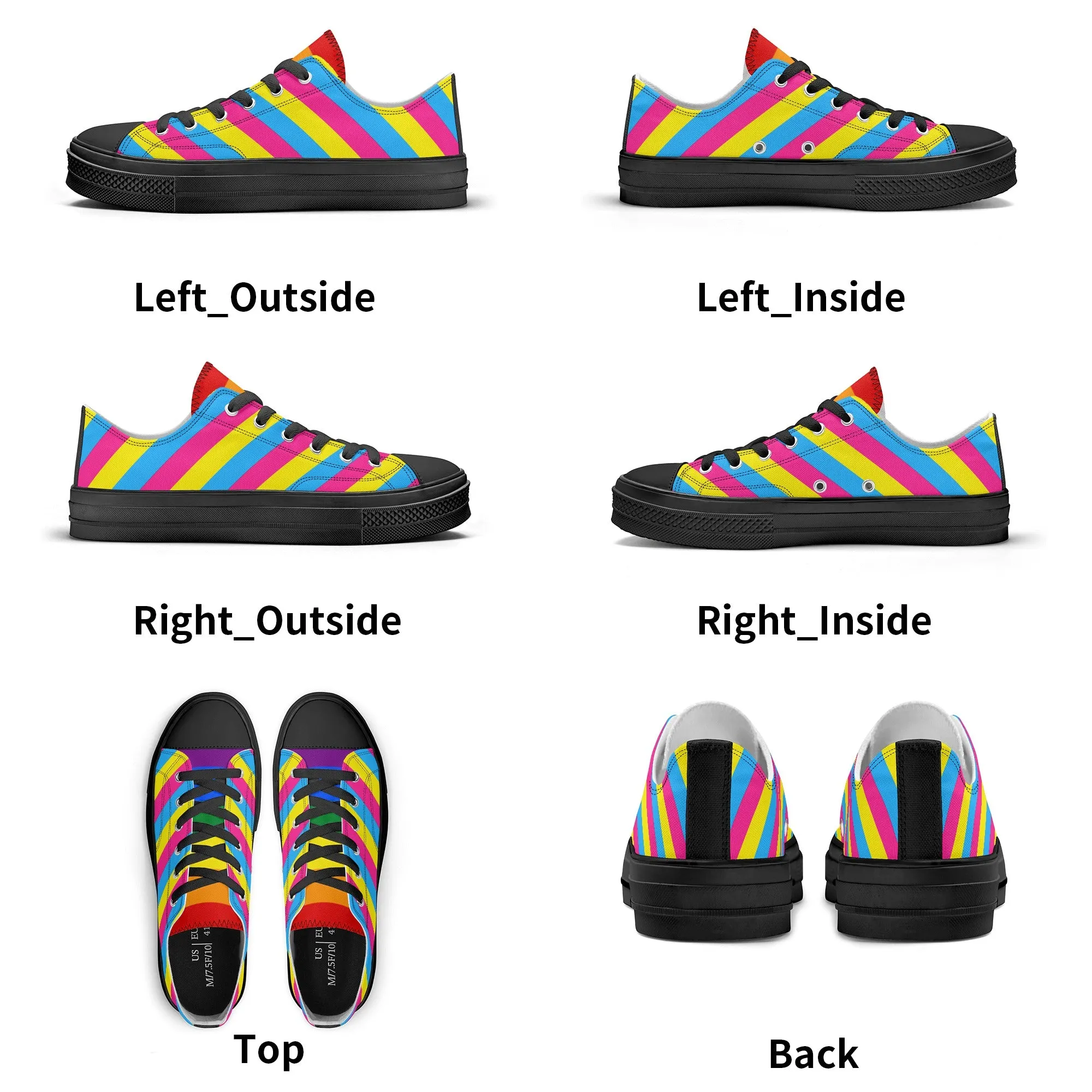 Pansexual Pride Collection - Womens Classic Low Top Canvas Shoes for the LGBTQIA  community