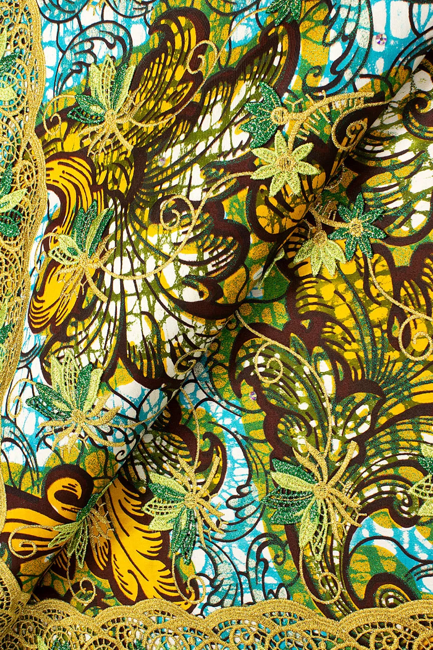 Platinum Vlisco Grand Super with Lace Embroidery - GSWL002