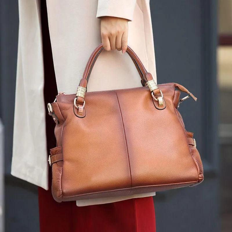 Retro Tote Bag | Full Grain Leather Shoulder Bag | Soft Leather Hand Bag | Spacious and Durable | Gradient Nude Tan Tote | Wedding Gift