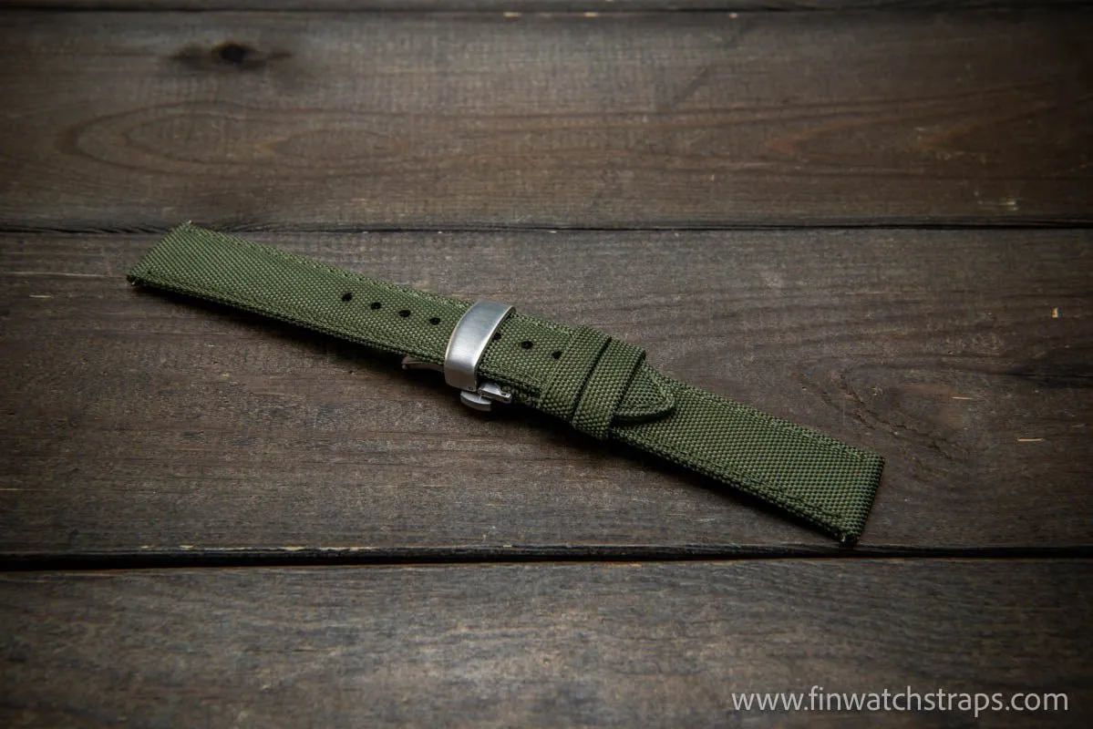 Sailcloth waterproof watch strap. Deployment clasp.