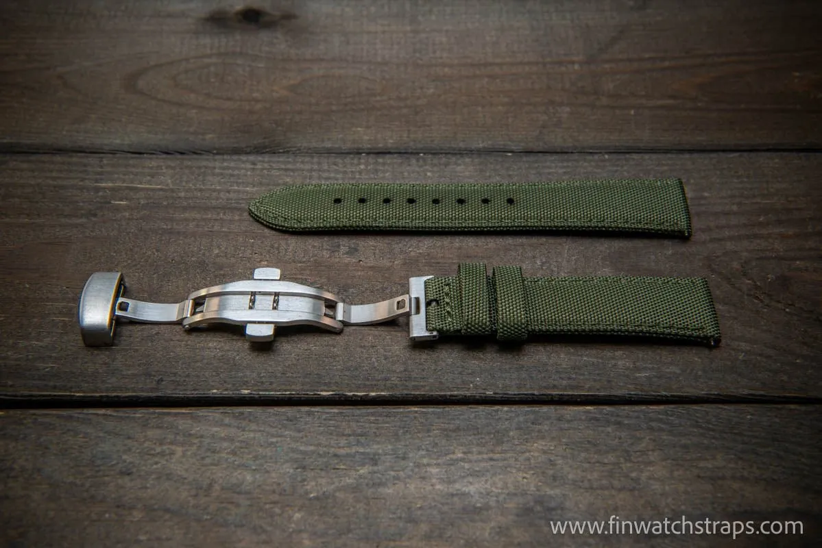 Sailcloth waterproof watch strap. Deployment clasp.