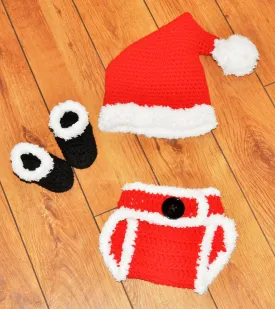 Santa newborn photo prop, newborn santa outfit,santa Halloween costume, baby santa boots,santa diaper cover, boots, hat, 0-18 months