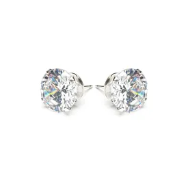 Silver Stud Earrings 10mm Round Crystal