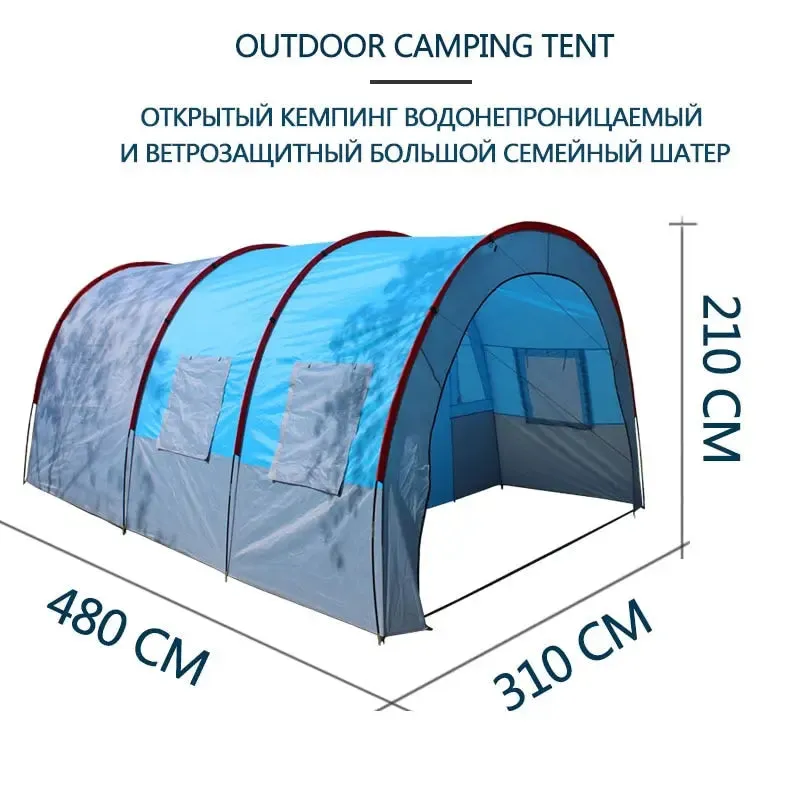 Spacious and Waterproof Canvas Camping Tent - Fiberglass, Ideal for Family and Group Outdoor Adventures - Accommodates 5-8 People