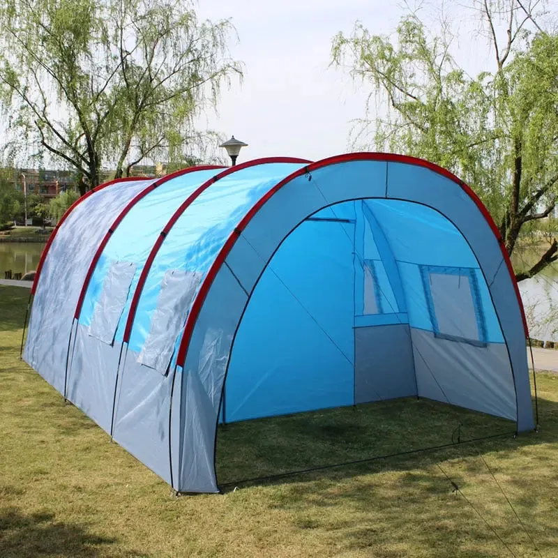 Spacious and Waterproof Canvas Camping Tent - Fiberglass, Ideal for Family and Group Outdoor Adventures - Accommodates 5-8 People