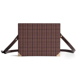 Vampire Art Dark Academia Book Cover Crossbody Bag - Brown Vintage Tartan