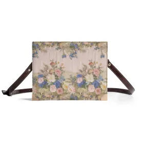 Vampire Art Dark Academia Book Cover Crossbody Bag - Vintage Pink Floral Drape