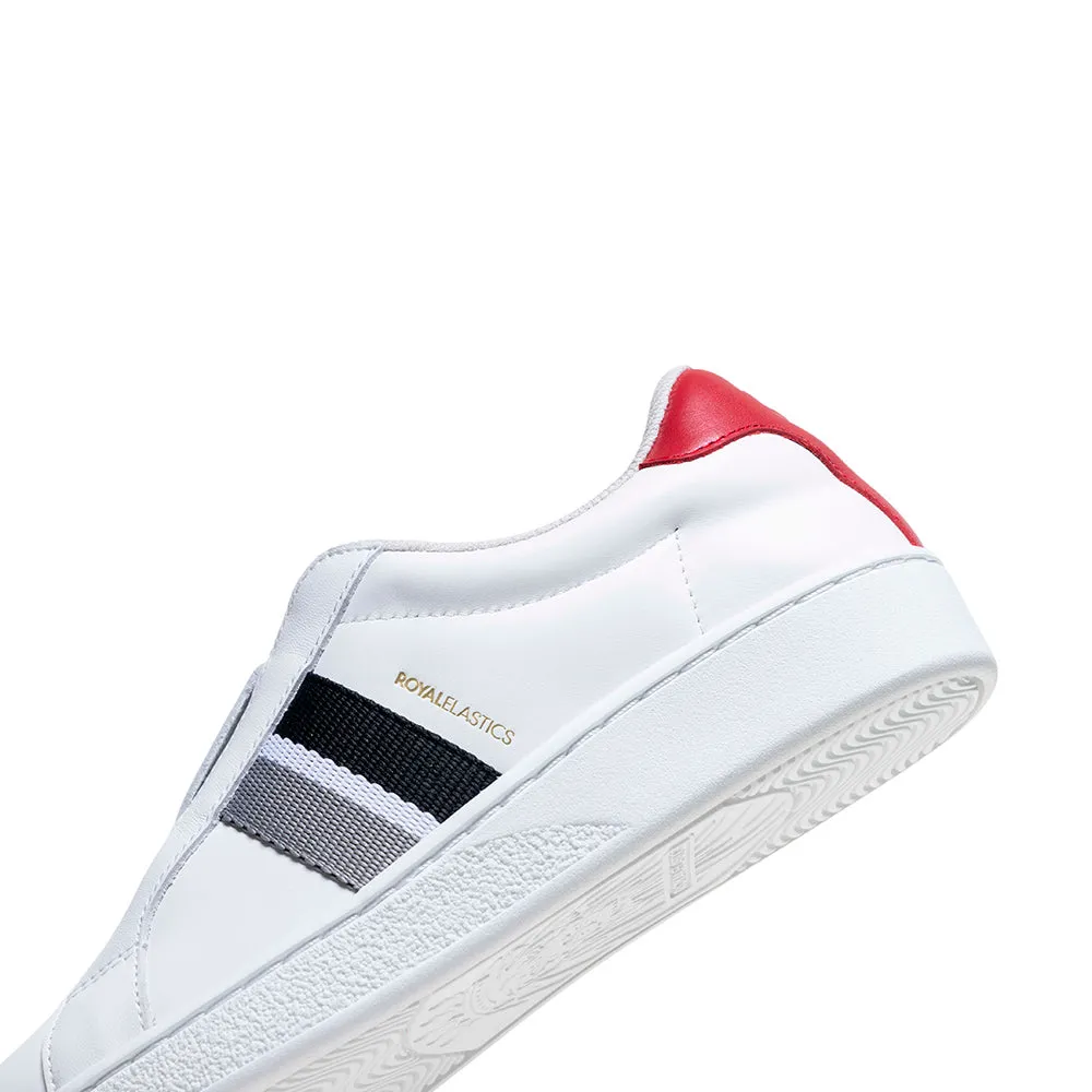 Women's Bishop White Black Red Leather Sneakers 91742-081