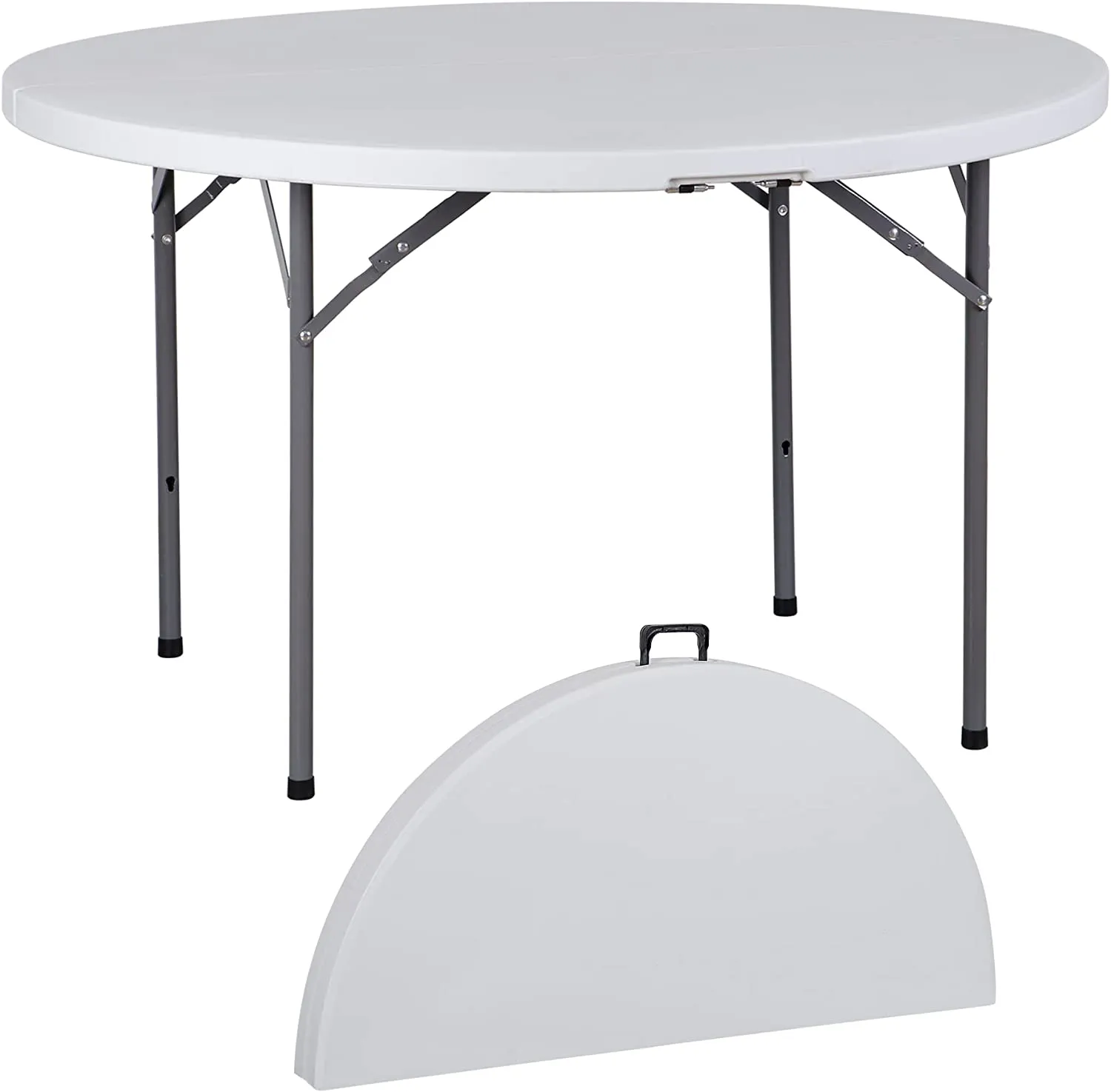 ZENY™ 4 ft Round Folding Table,48" Indoor Outdoor Portable Plastic Kitchen or Camping Picnic Party Wedding Event Table, White